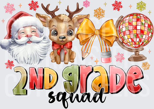 2nd Grade Squad Christmas Santa Reindeer Teacher (DTF)