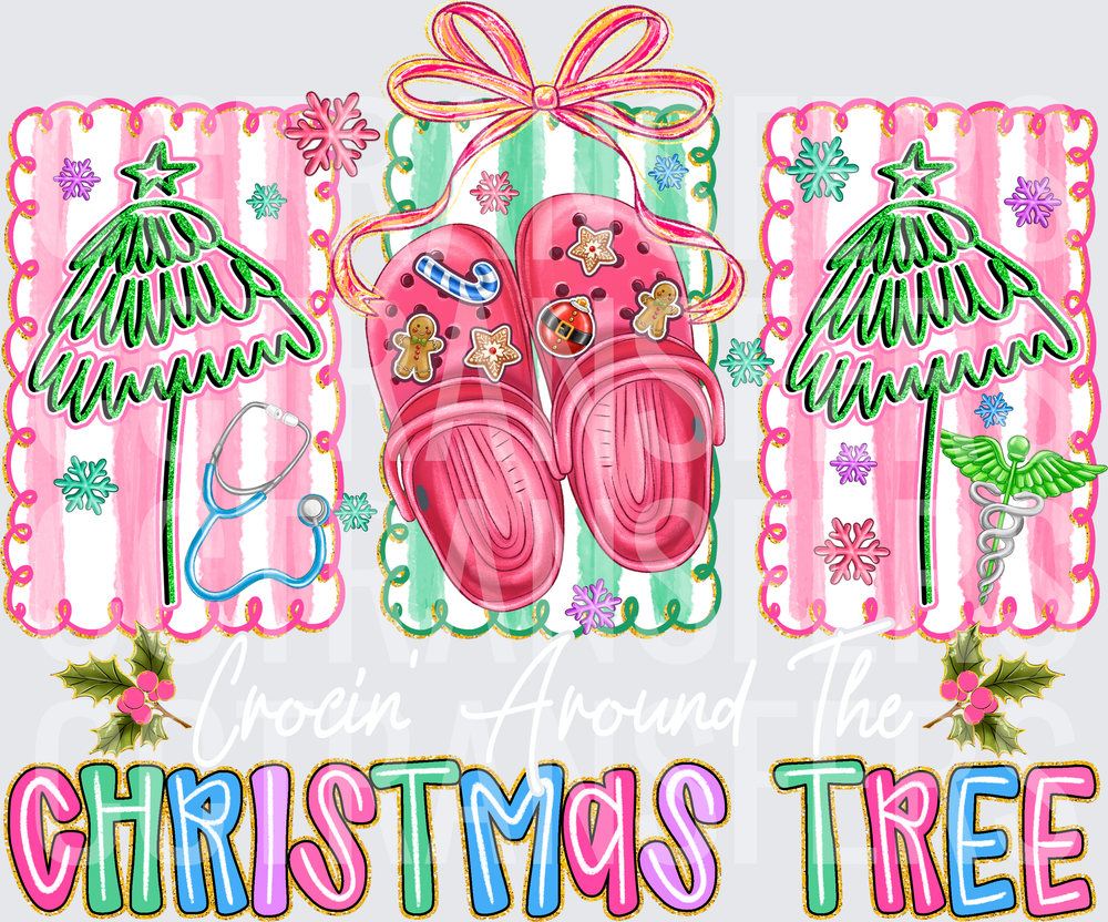 Nurse Christmas Tree Clog Shoes Holiday DTF