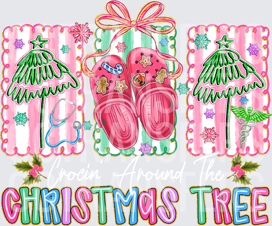 Nurse Christmas Tree Clog Shoes Holiday DTF