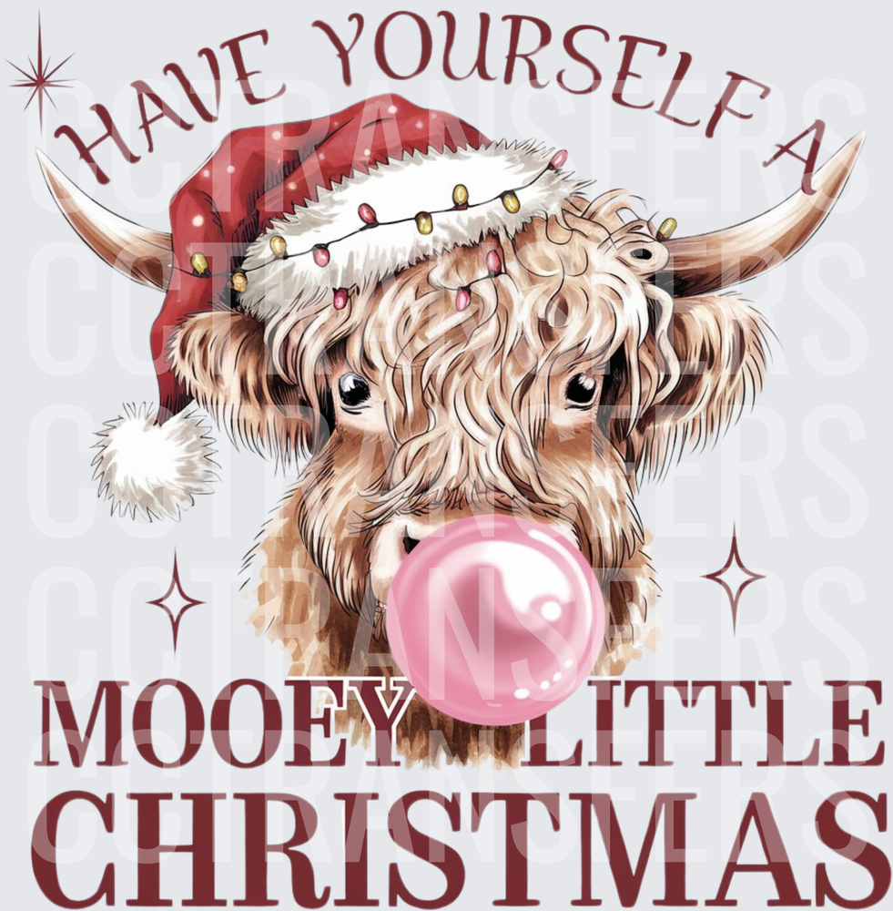 Have Yourself A Mooey Little Christmas Highland Cow (DTF)