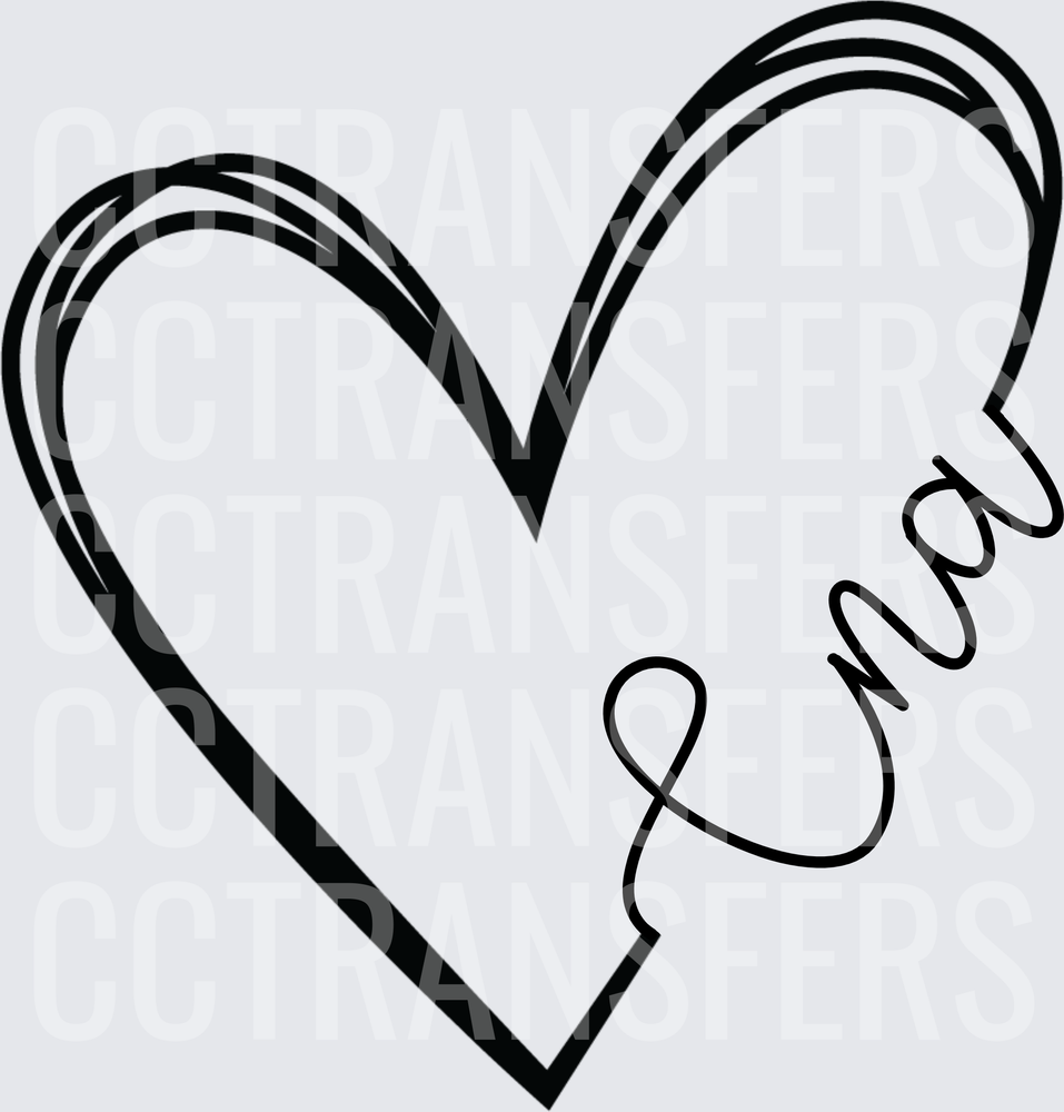 Sketched Heart with Cursive "Ena" Script (DTF)