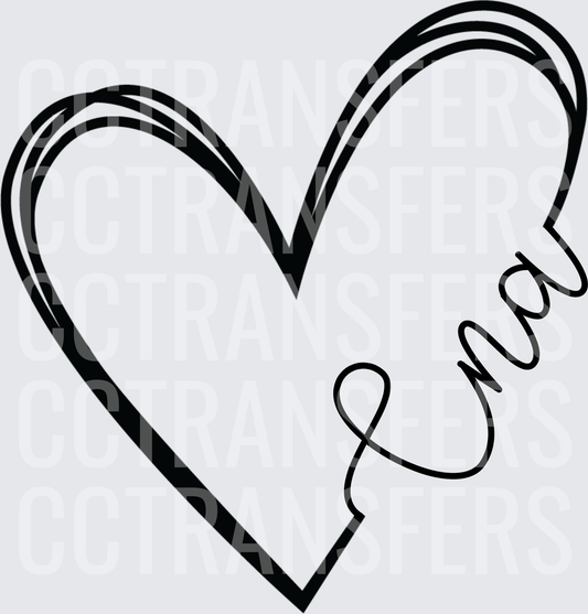 Sketched Heart with Cursive "Ena" Script (DTF)