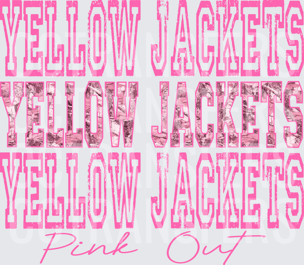 Yellow Jackets Pink Out Triple Stack Distressed Pink Camo (DTF)