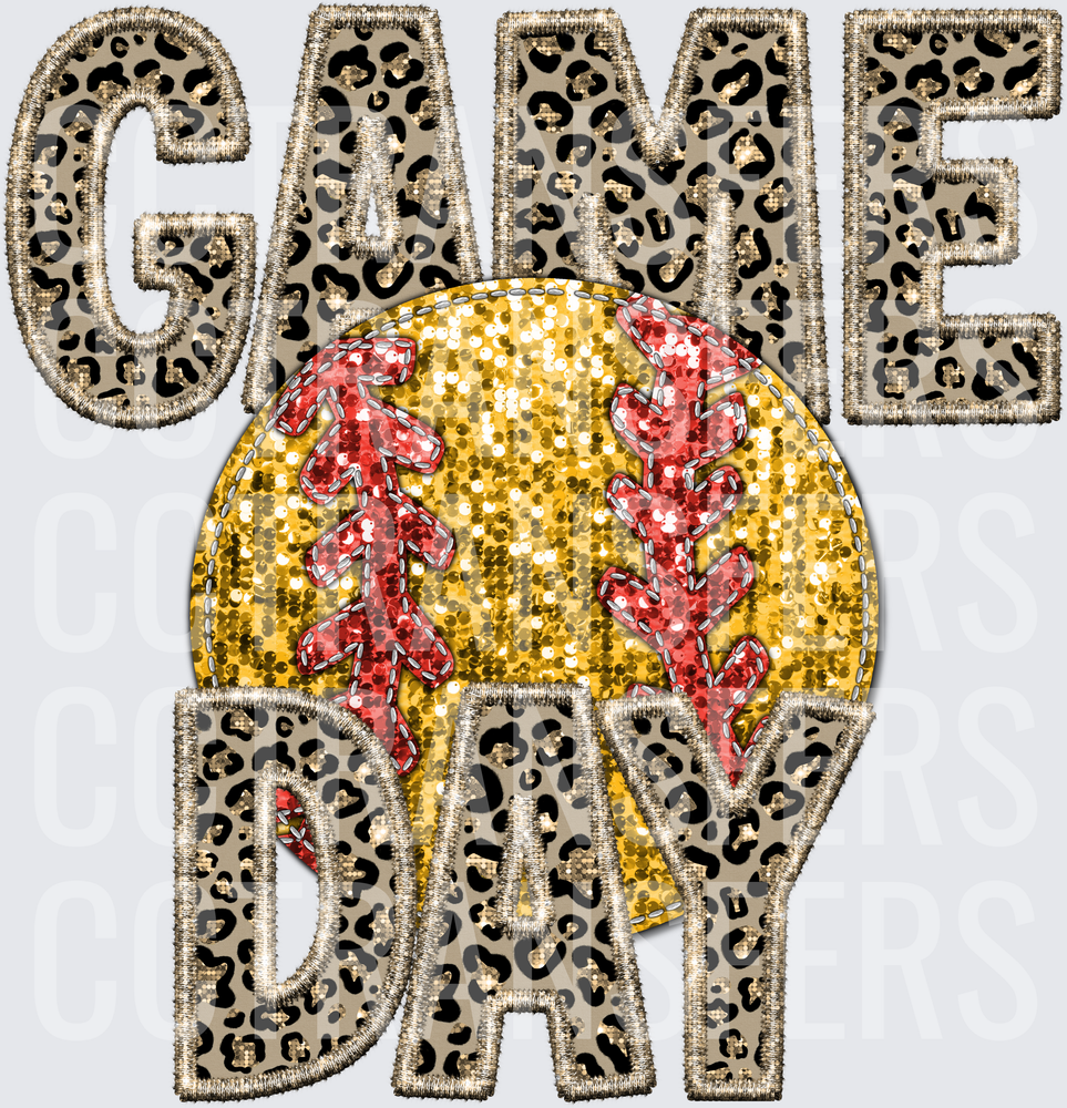Game Day Leopard Print Sequin Softball (DTF)
