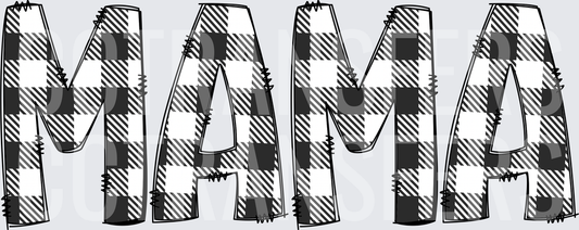 MAMA Black White Buffalo Plaid Letter Design (DTF)