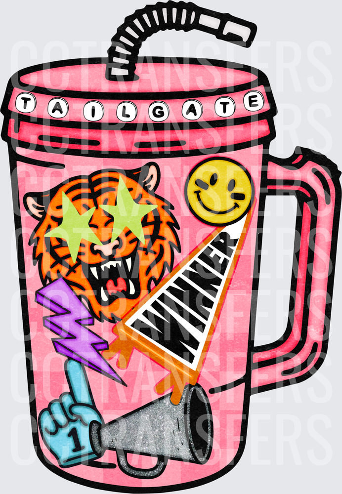 Pink Tailgate Cup Tiger Winner Pennant Megaphone (DTF)