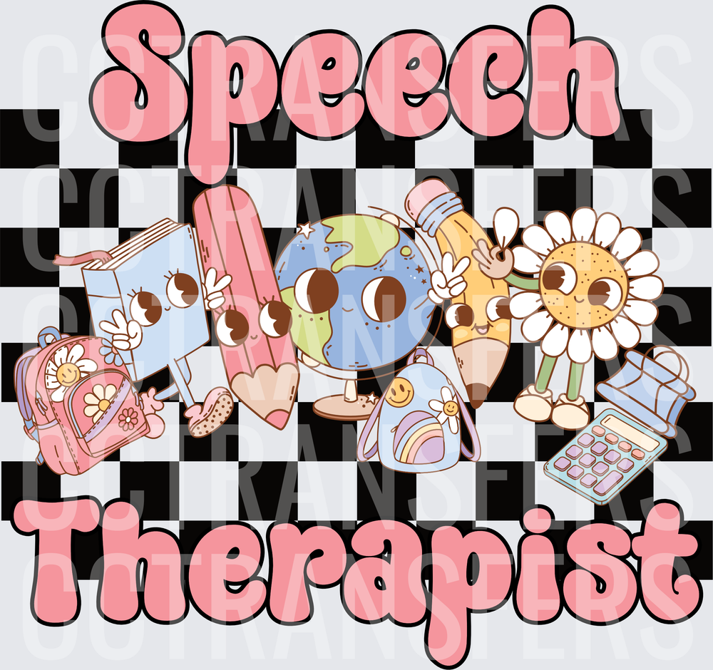 Speech Therapist Retro Groovy Kawaii School Characters (DTF)