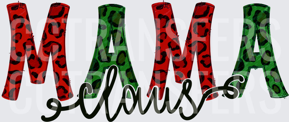 Mama Claus Red Green Leopard Print Christmas (DTF)