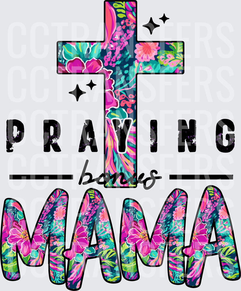 Praying Bonus Mama Floral Cross Sparkle (DTF)