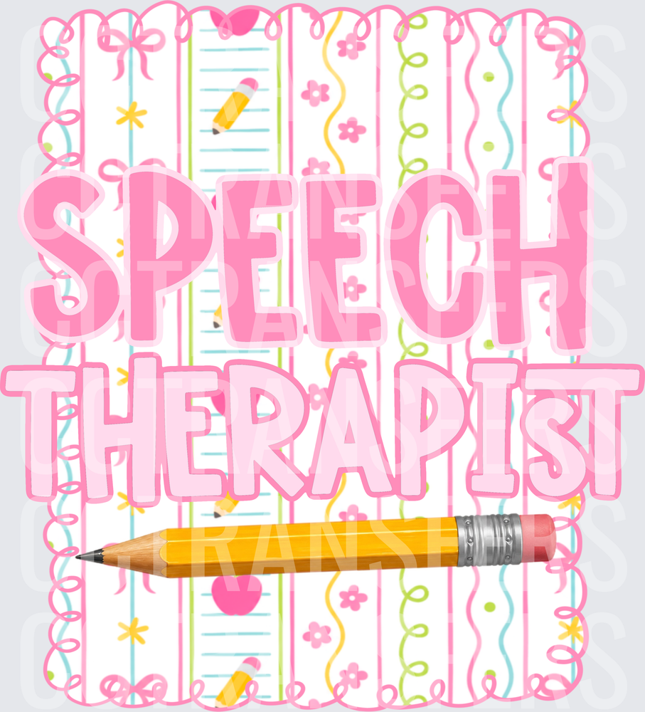 Speech Therapist Pink Floral Pencil Design (DTF)