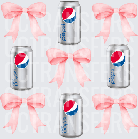 Soft Pink Bows & Diet Soda Cans Pattern (DTF)