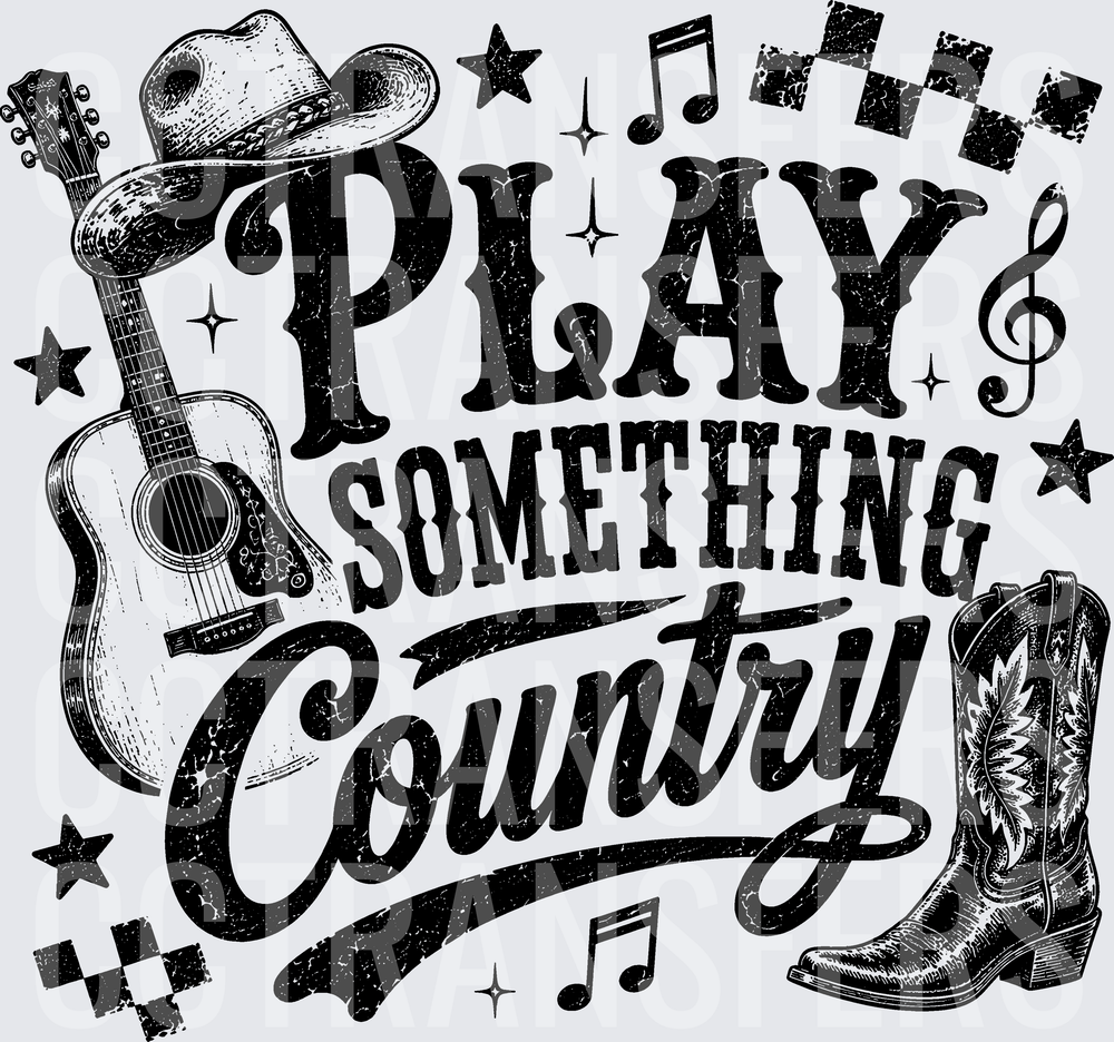 Play Something Country Guitar Boots Western Music (DTF)