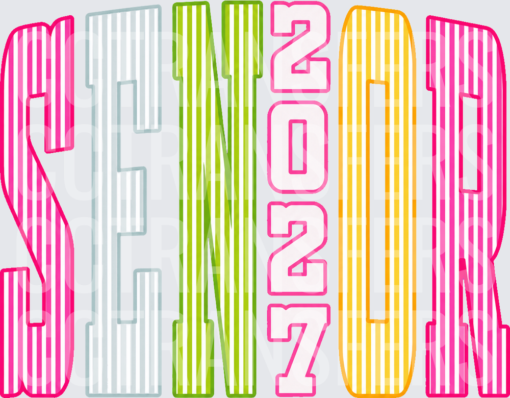 Senior 2027 Colorful Striped Block Letters (DTF)