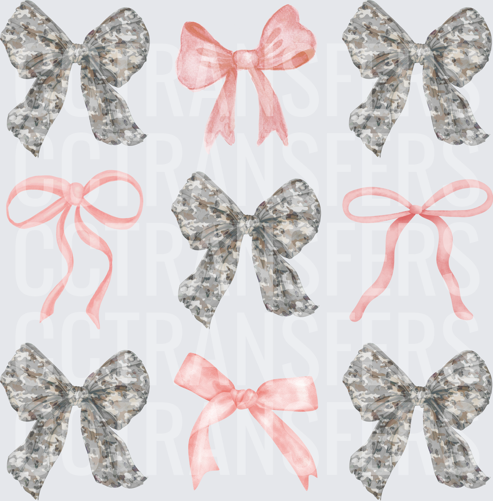 Camo and Pink Watercolor Bow Collection (DTF)