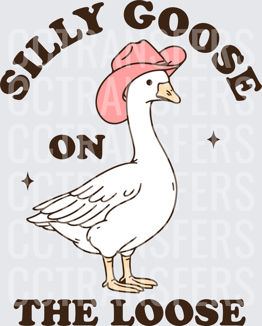 Silly Goose On The Loose Cowboy Hat White Goose (DTF)