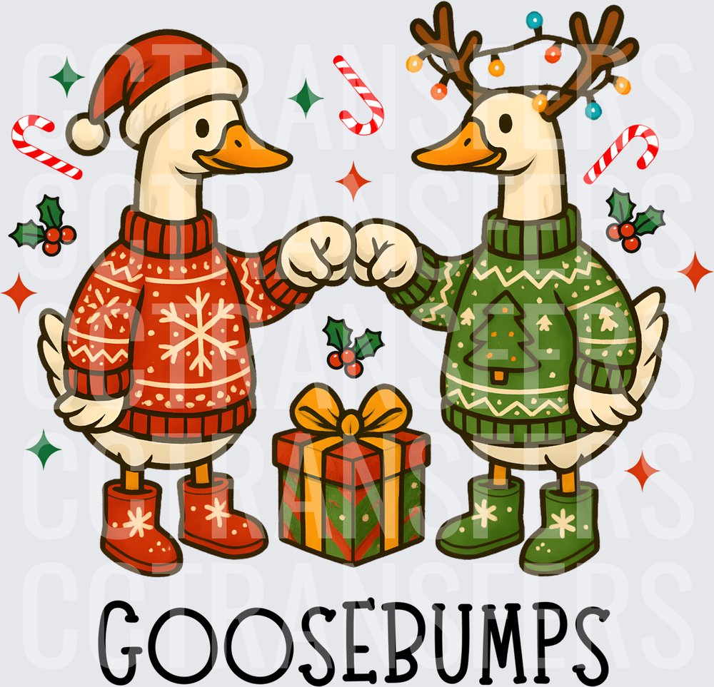 Goosebumps Christmas Geese Fist Bump Ugly Sweater (DTF)