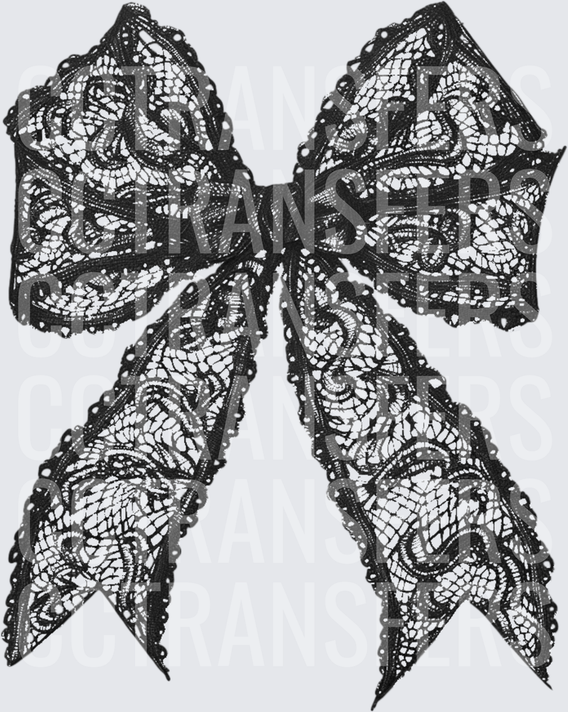 Black Lace Decorative Bow with Floral Filigree (DTF)