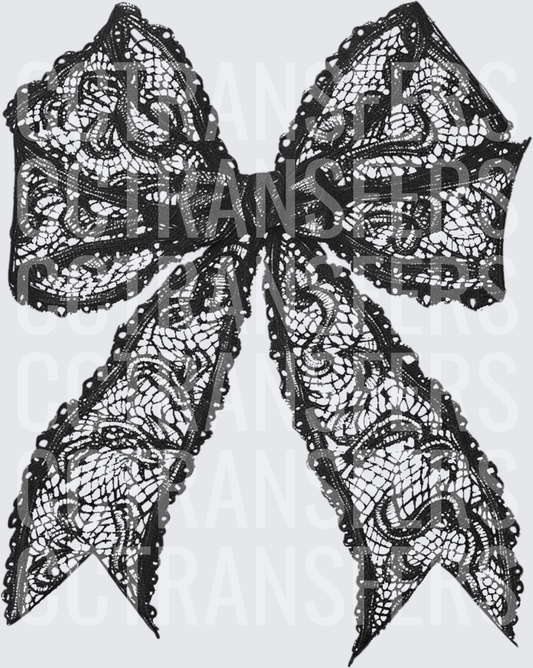 Black Lace Decorative Bow with Floral Filigree (DTF)