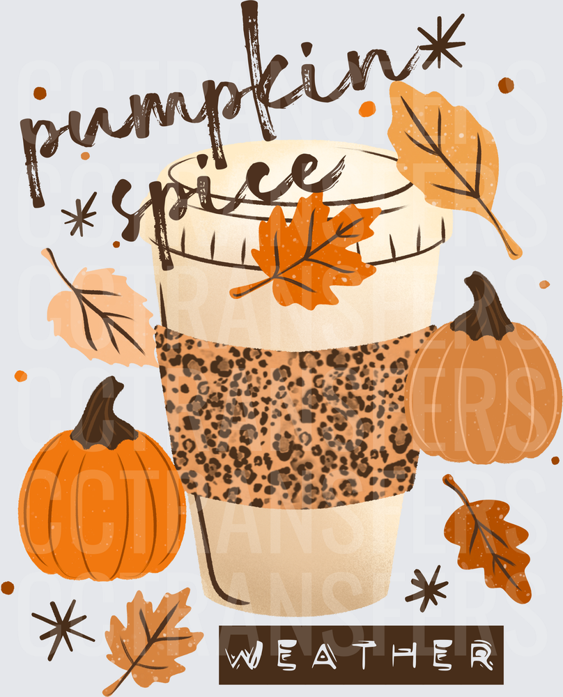 Pumpkin Spice Weather Coffee Cup Leopard Sleeve Fall (DTF)