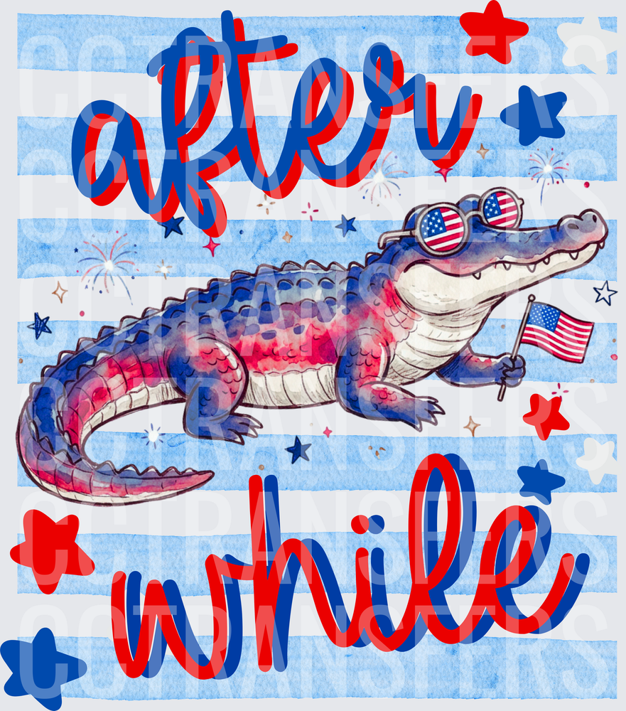 After While Patriotic Alligator American Flag Sunglasses (DTF)