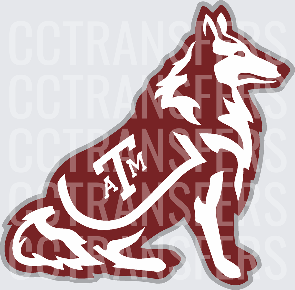 Maroon Sitting German Shepherd ATM Logo Design (DTF)