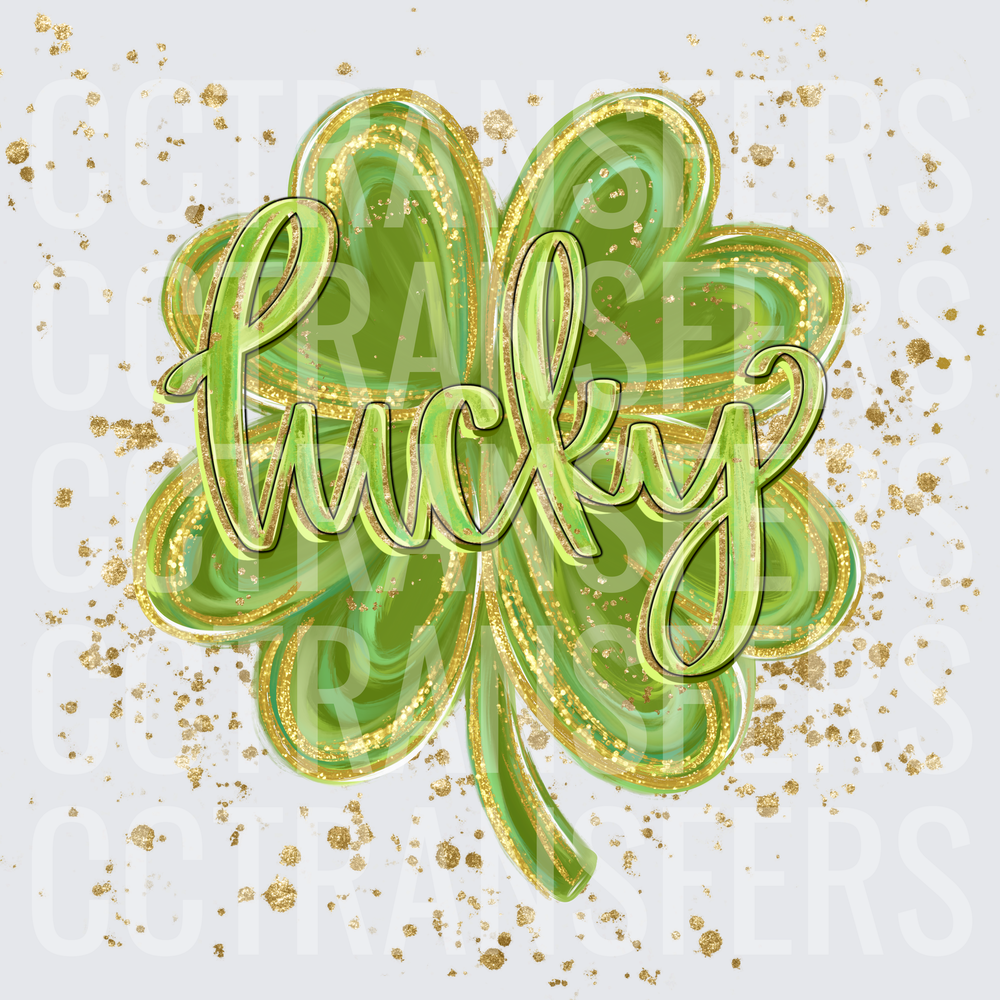 Lucky Gold Glitter Four Leaf Clover St. Patrick's Day (DTF)
