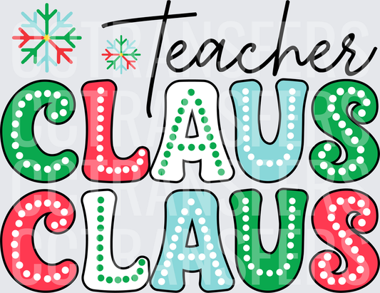 Teacher Claus Claus Polka Dot Snowflake Christmas (DTF)