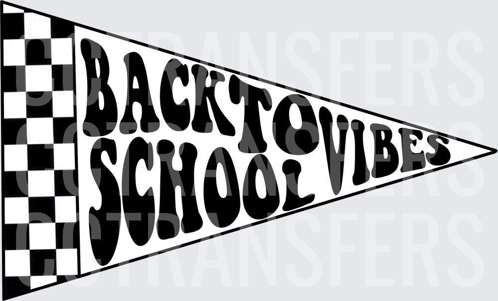 Back To School Vibes Checkered Pennant Flag (DTF)