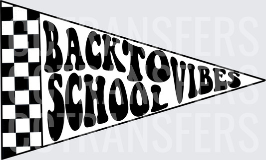 Back To School Vibes Checkered Pennant Flag (DTF)