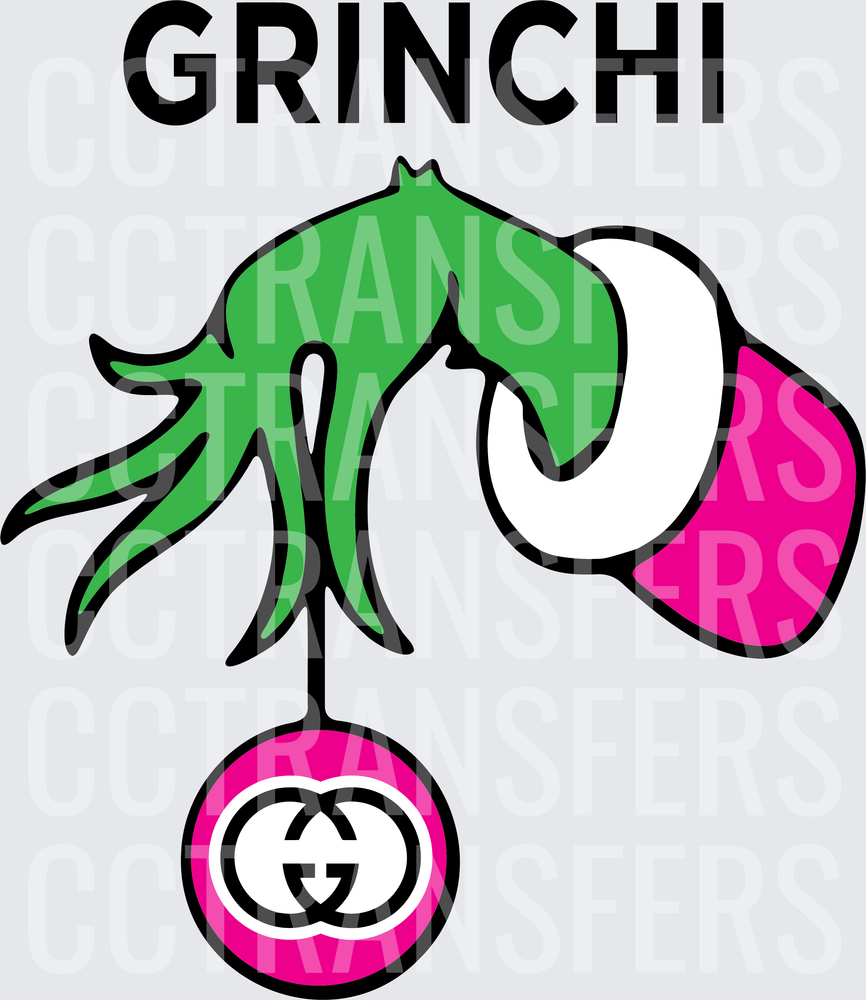 Grinchi G-Man Green Hand Holding Pink Logo Ornament (DTF)