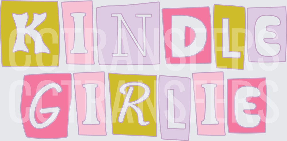 Kindle Girlie Colorful Block Letter Typography (DTF)