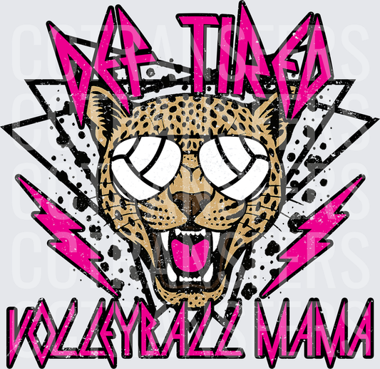 Def Tired Volleyball Mama Roaring Leopard Lightning (DTF)