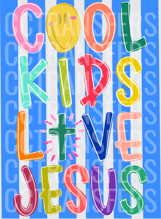 Cool Kids Love Jesus Colorful Bold Letters Cross (DTF)
