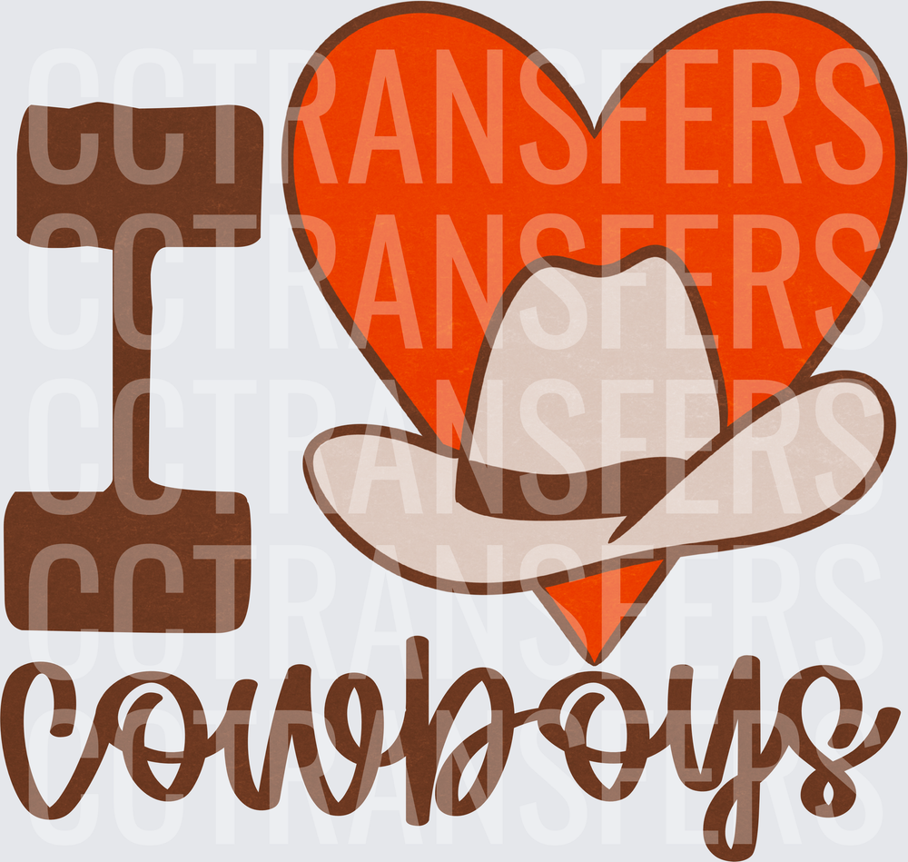 I Heart Cowboys Western Hat Script Design (DTF)
