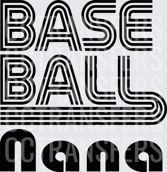 Retro Baseball Nana Stacked Letter Design (DTF)