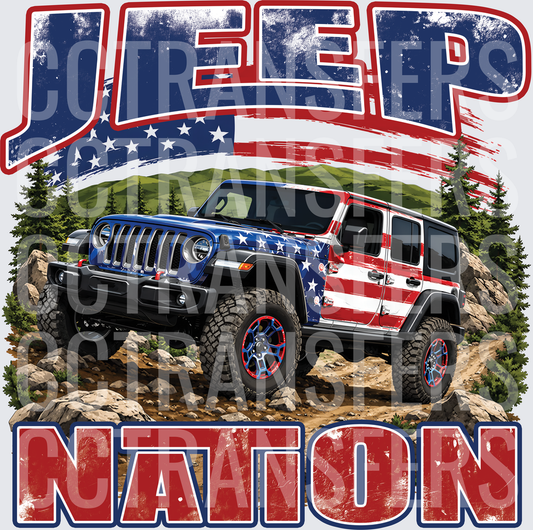Jeep Nation American Flag Off-Road 4x4 Patriotic (DTF)