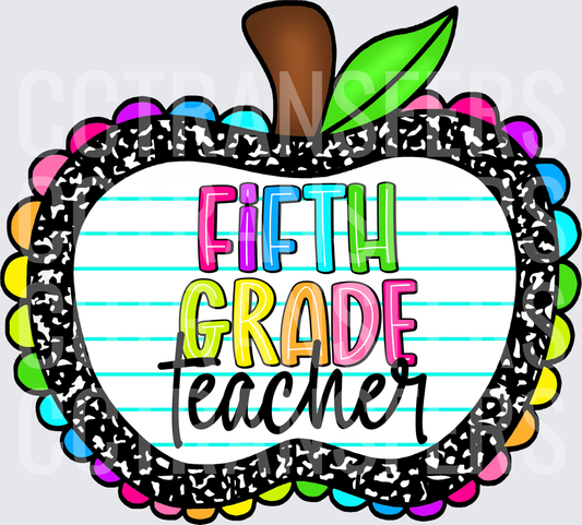 Fifth Grade Teacher Composition Notebook Apple (DTF)
