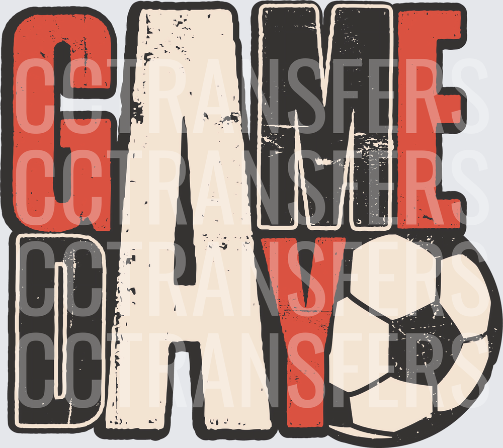 Game Day Soccer Ball Vintage Distressed Graphic (DTF)