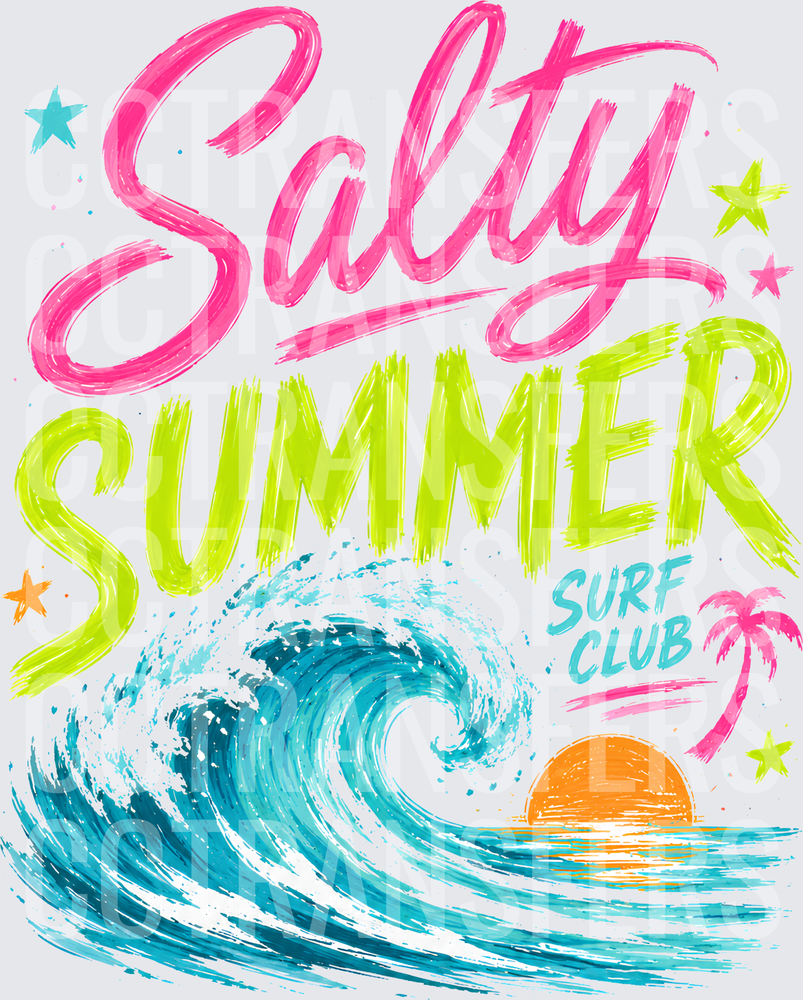 Salty Summer Surf Club Ocean Wave Sunset Palm (DTF)