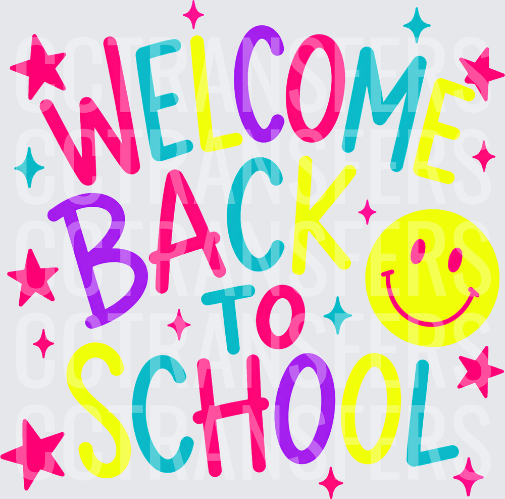 Welcome Back To School Colorful Smiley Stars (DTF)