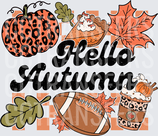Hello Autumn Leopard Pumpkin Football Fall Icons (DTF)
