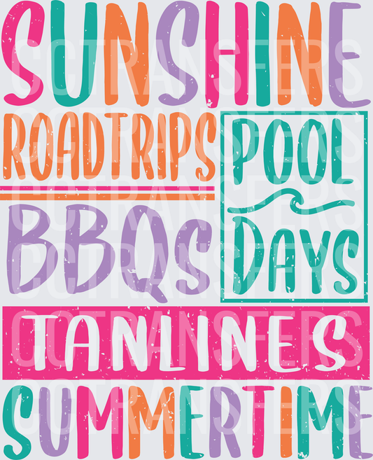 Sunshine Roadtrips BBQs Pool Days Tan Lines Summertime (DTF)