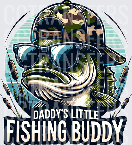 Daddy's Little Fishing Buddy Bass Fish Camo Hat Shades (DTF)