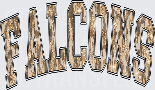 Falcons Arched Glitter Cowhide Bold Block Letters (DTF)