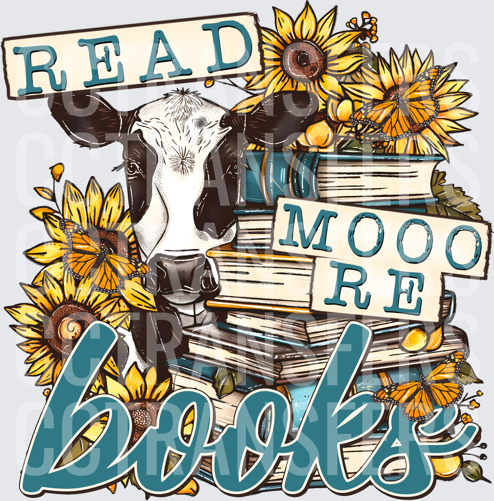 Read Mooore Books Cow Sunflowers Stack (DTF)
