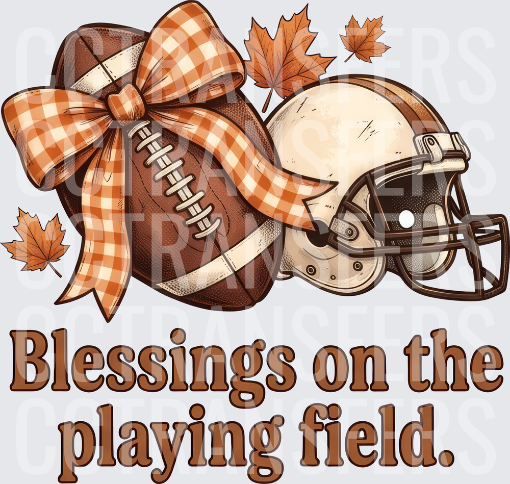 Blessings On The Playing Field Fall Football Helmet Bow (DTF)