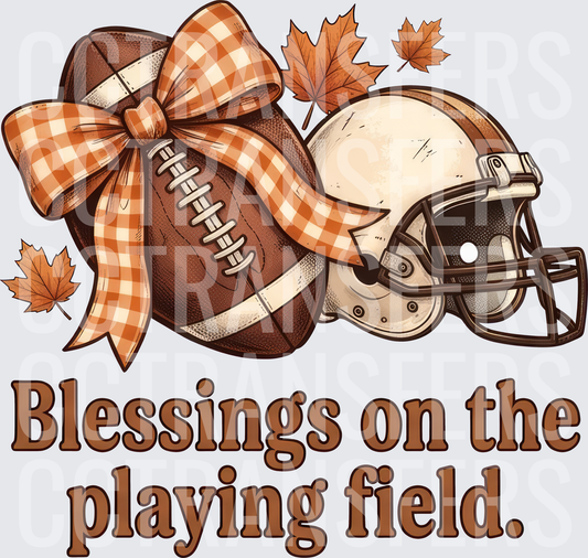 Blessings On The Playing Field Fall Football Helmet Bow (DTF)