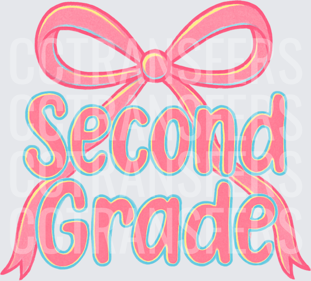 Second Grade Pink Coquette Bow Typography (DTF)