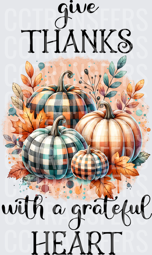 Give Thanks With A Grateful Heart Buffalo Plaid Pumpkins (DTF)