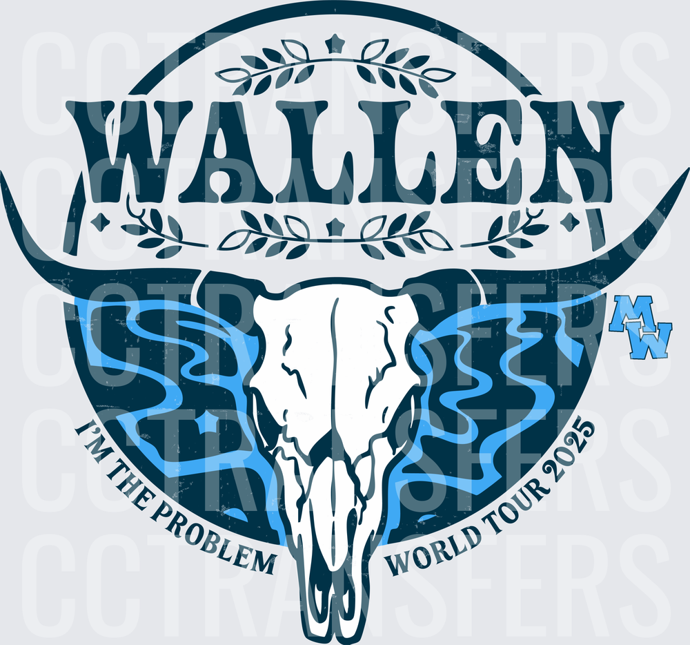 Wallen I'm The Problem World Tour 2025 Longhorn Skull (DTF)